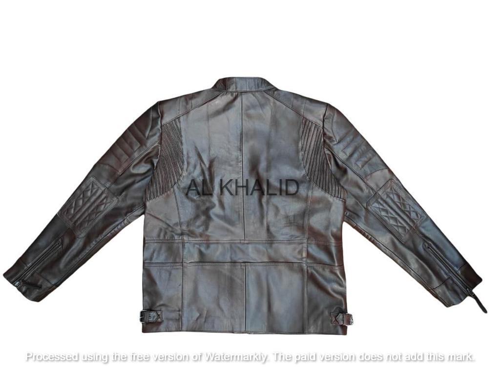 Braune Lederjacke aus echtem weichem Lammfell für Herren, handgefertigt, modisch, lässig, Biker