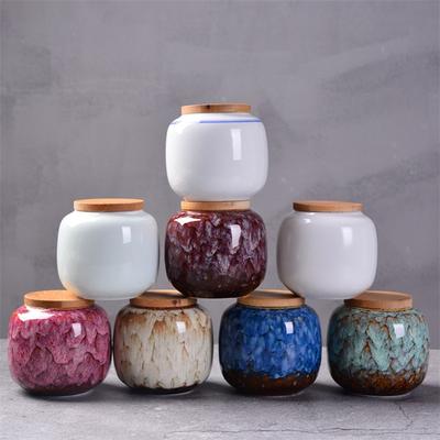 Keramik Küche Gewürz Box Retro Spaltung Farbe Tee Caddies Lebensmittel Behälter Reise Kaffee Lagerung Flasche Porzellan Gewürz Glas