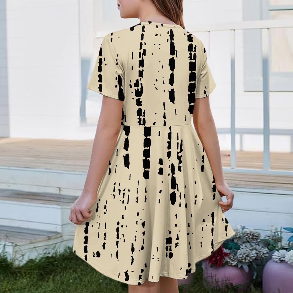 Mädchen Sommerkleid Farbe & Muster Kurzarmkleid Mit Tasche Freizeitkleid Kurze Ärmel Partykleid Ostertag