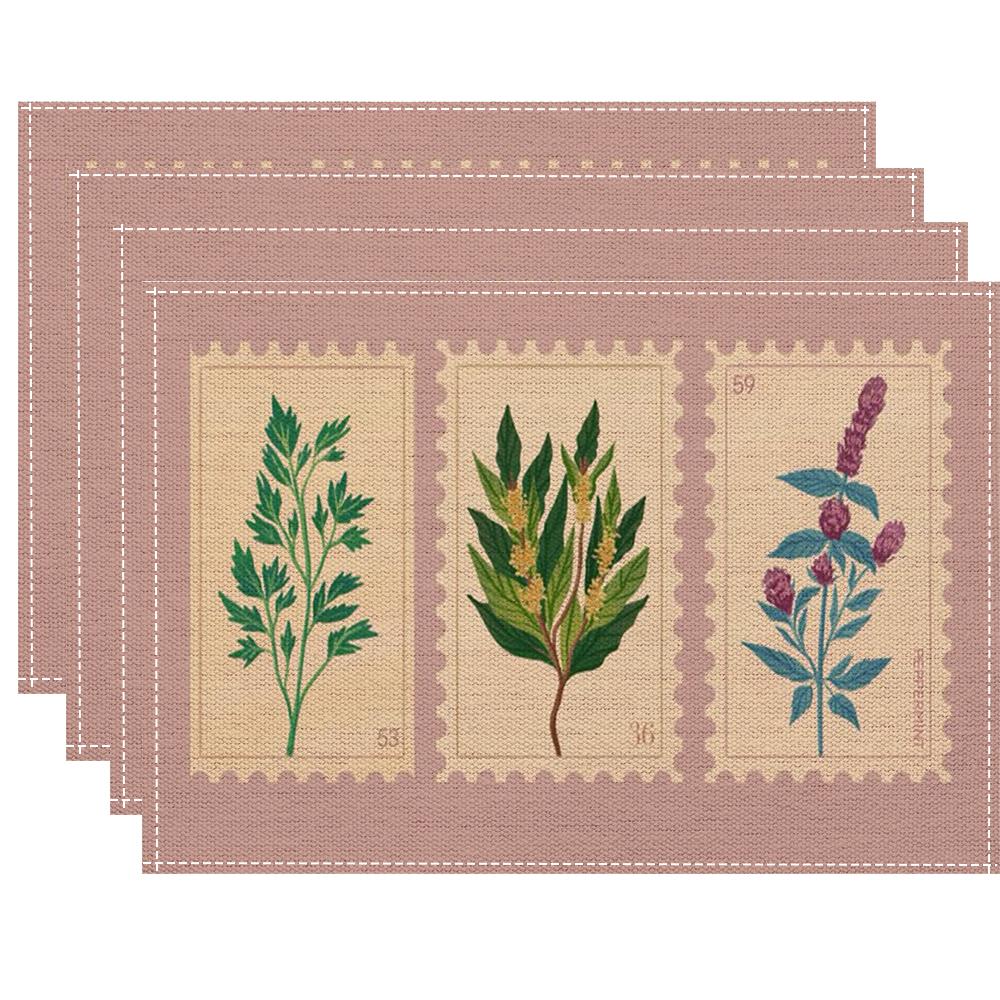 Small Fresh Flowers Placemat Kitchen Dining Room Dining Table Anti-scalding Heat Insulation Mat Table Mats for Dining Table