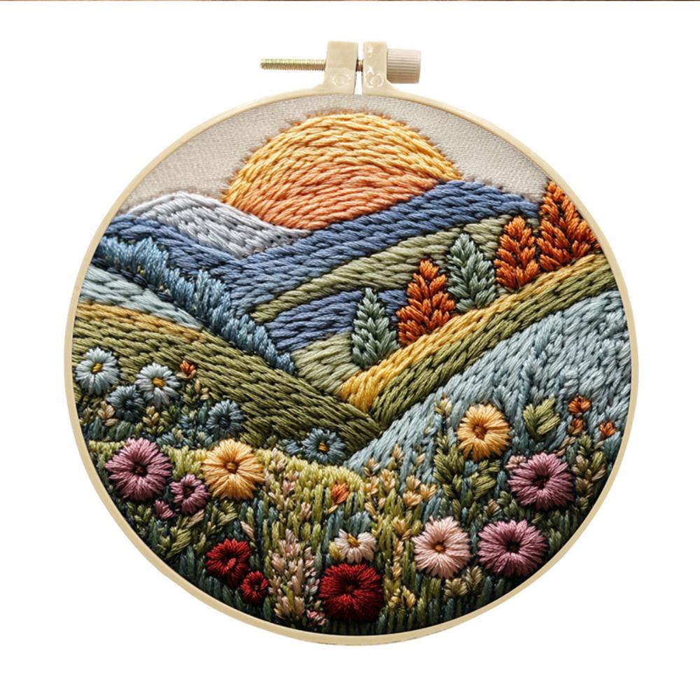 Mountain and Moon Landscape Embroidery Kit Handmade Gift Home Decoration Cross Stitch with Scenery Pattern Sewing accessories