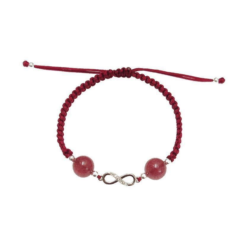 Natural Strawberry Crystal Hand Woven Friendship Bracelet Sweet Jewelry For Women Girls