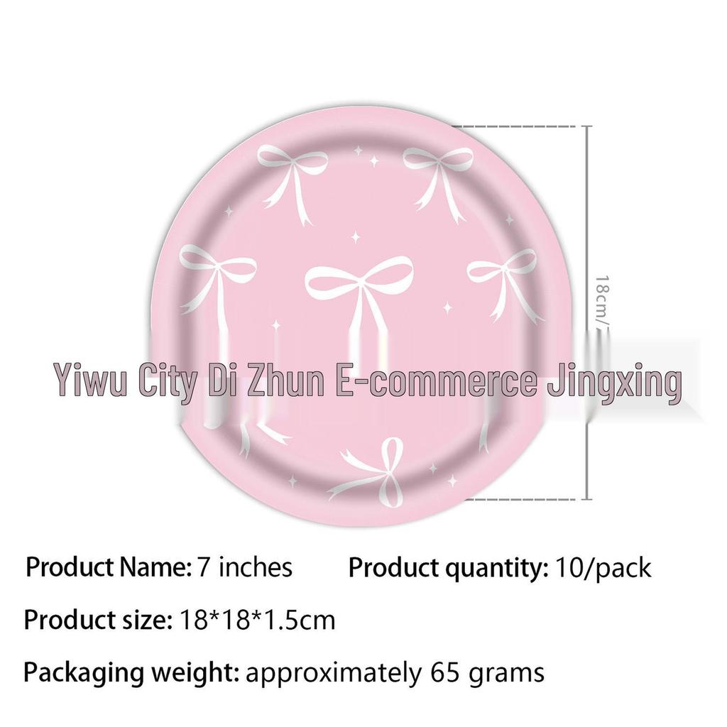 Pink Bow Birthday Party Disposable Tableware Set