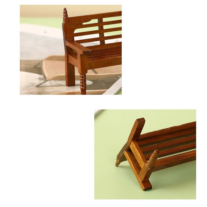 Doll House Cartoon Bench Ornaments Props Doll House Mini Wooden Ornaments Benches