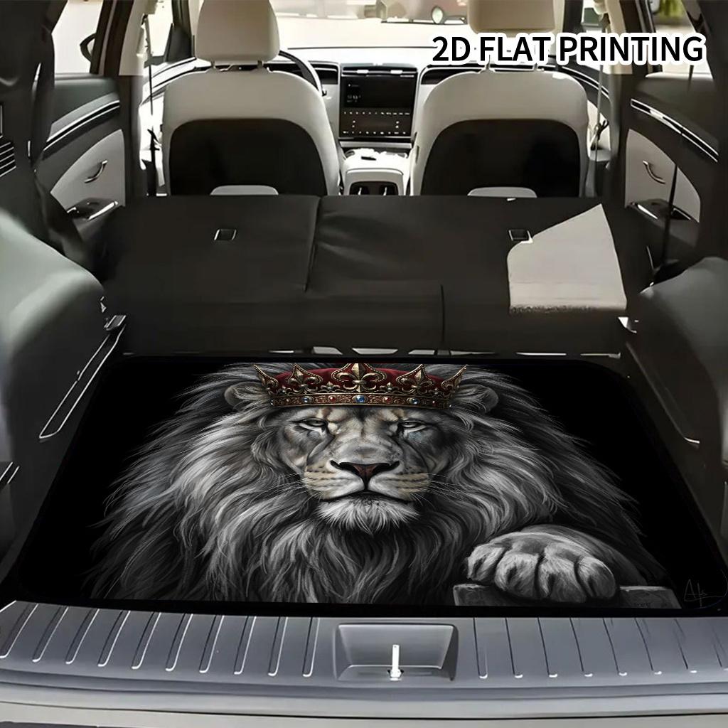 1Pcs Lion Pattern with Crown Car Trunk Mat with Anti Slip Cargo Liner Waterproof Rear Storage Protector Floor Mat for SUV Sedan