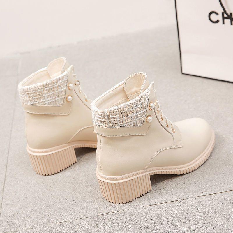 Xiaoxiangfeng short boots women's autumn and winter 2025 new Korean version high-heeled women's boots versatile Martin boots thick and single boots