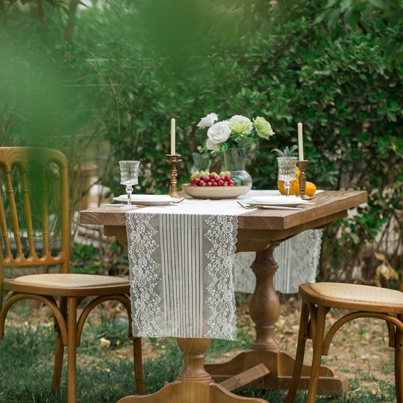 Elegant French Romantic White Lace Table Runner Perfect for Weddings, Restaurants & Home Decor