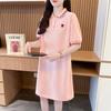 Pure cotton summer new short-sleeved POLO shirt lapel dress women's small college style thin embroidered T-shirt skirt