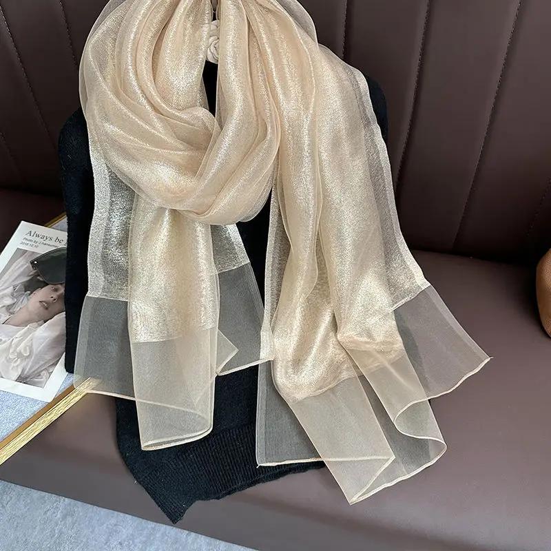 Autumn And Winter New Simulation Silk Double Layer Scarf Shawl Elegant And Elegant Temperament Mom'S Women'S Long