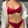Conjunto de ropa interior de mujer de tela de seda francesa, sujetador ultrafino sexy sin aros, sujetador suave y cómodo, conjunto de sujetador y tanga sin costuras