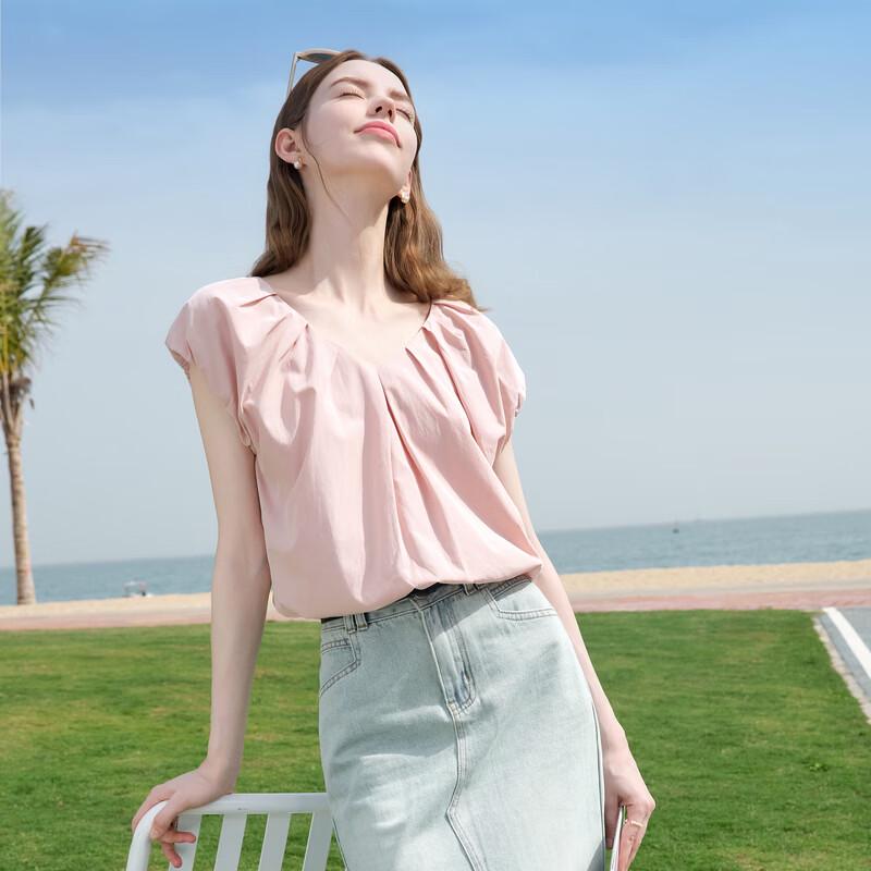 Betu Women's Puff Sleeve V-Neck Blouse