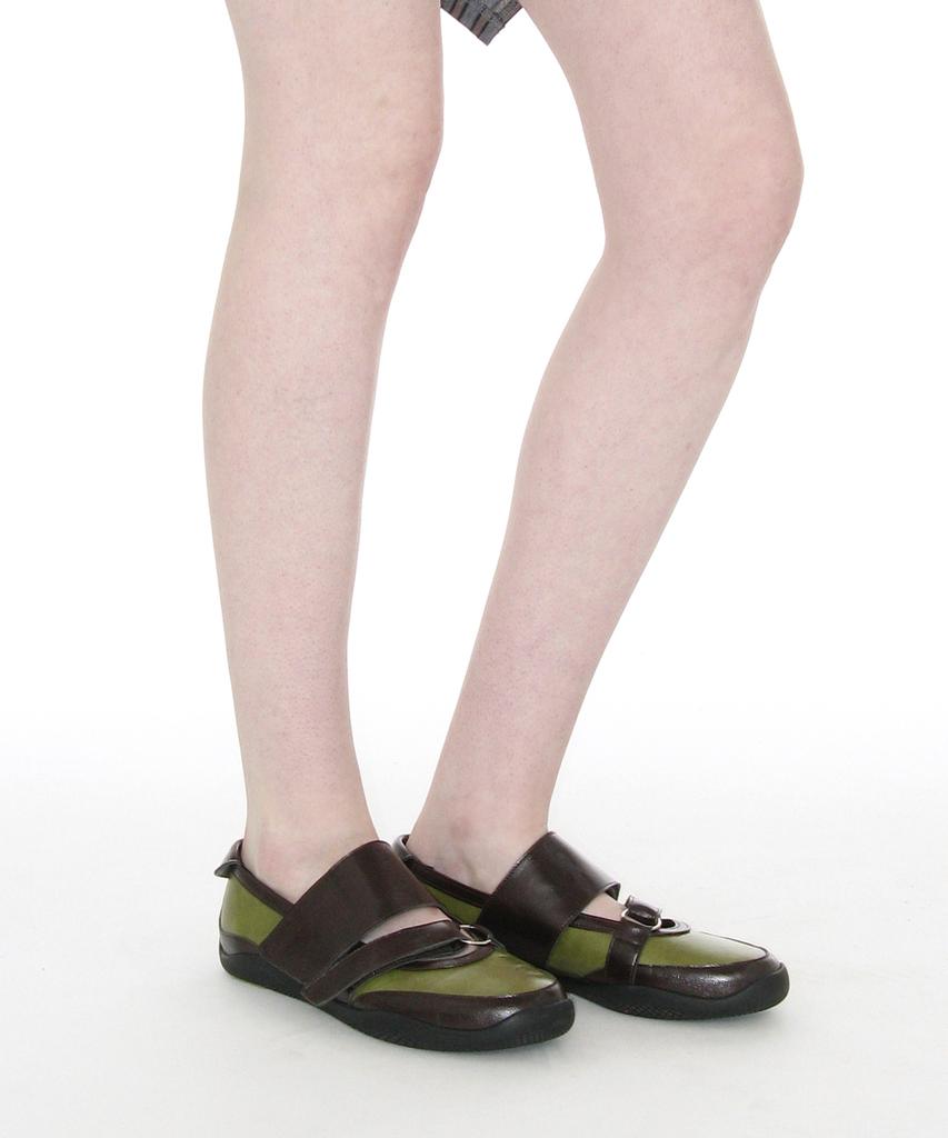 Partimento Women Double Strap Sports Ballet Flats_Olive