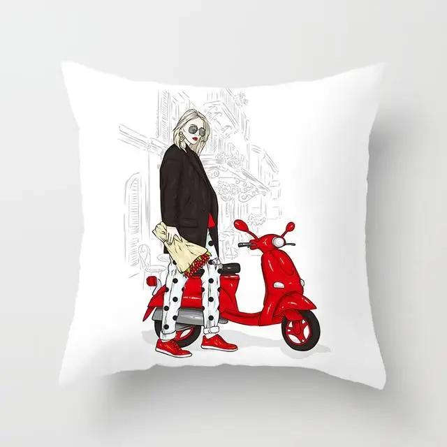 Juste de coussin en polyester avec imprimé cœur, amour, lèvres rouges, taie d'oreiller, décoration de canapé