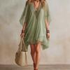 Printemps 2026 nouvelle mode européenne et américaine pour femmes robe en mousseline à col en V robe de plage ample chemisier ample