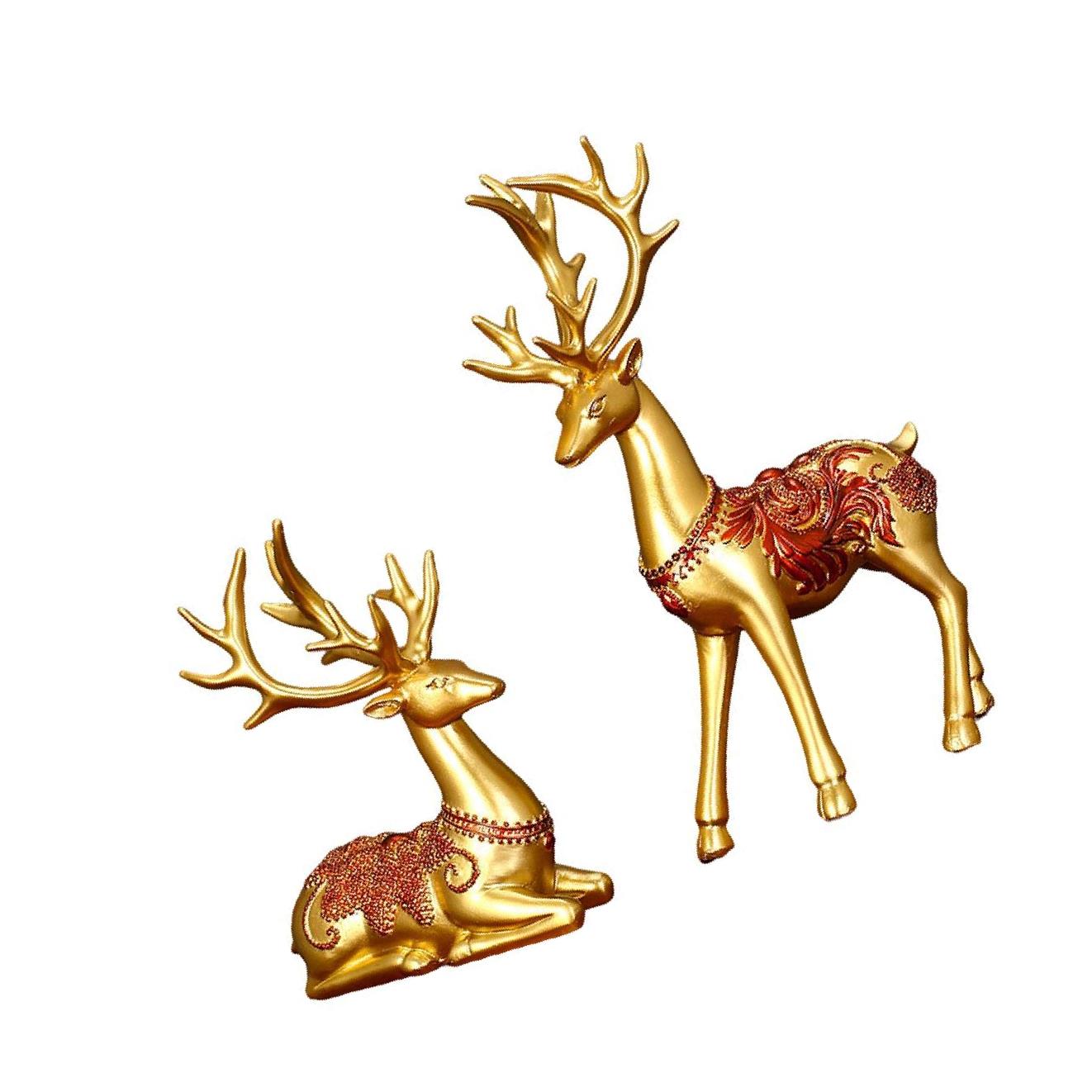 

Pair of Reindeer Statue Elk Couple Sculpture Cabinet Figurine Home Decor серебряный