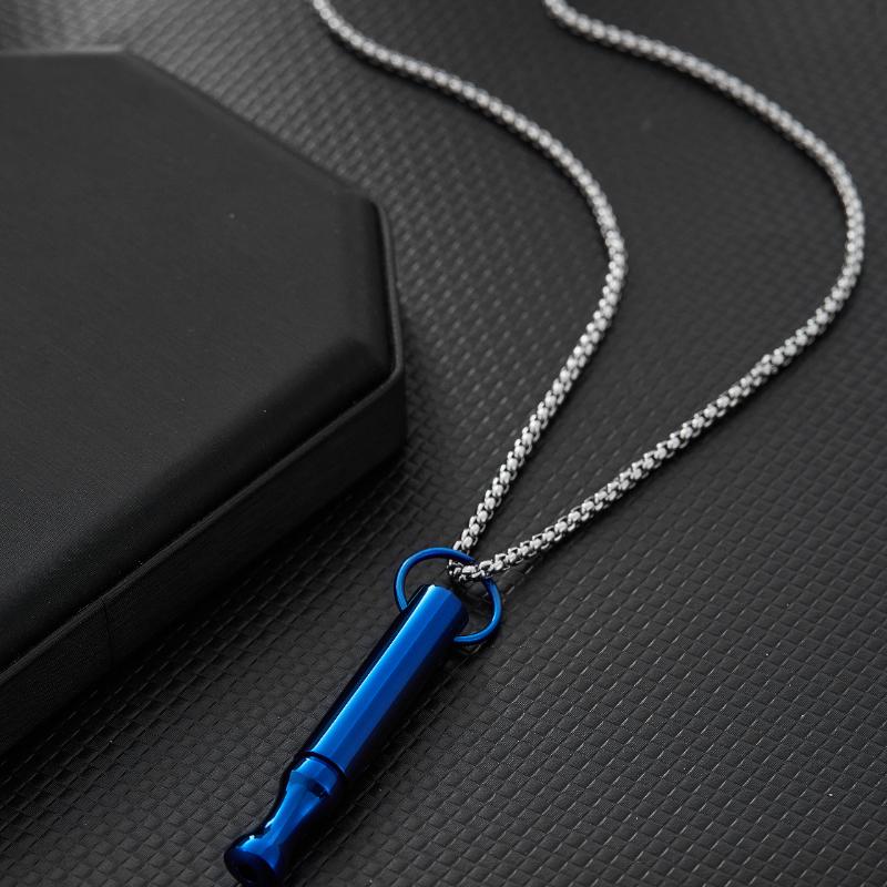 Breathwork Meditation Mindfulness Breathing Anti Smoking Necklace Stainless Steel Whistle Anxiety Relief Jewelry
