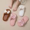 Bow Open Cotton Slippers Warm Fluffy Slippers Home Plush Slippers