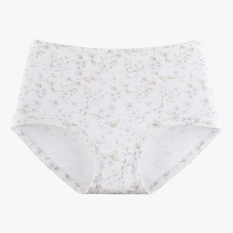 Plus Size Ladies Spring and Summer Floral Print Soft Breathable Comfortable Waist Triangle Briefs