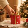 Iron Decorative Gift Box MetalFinish with Gilded Tie Bow Festive Round Metal