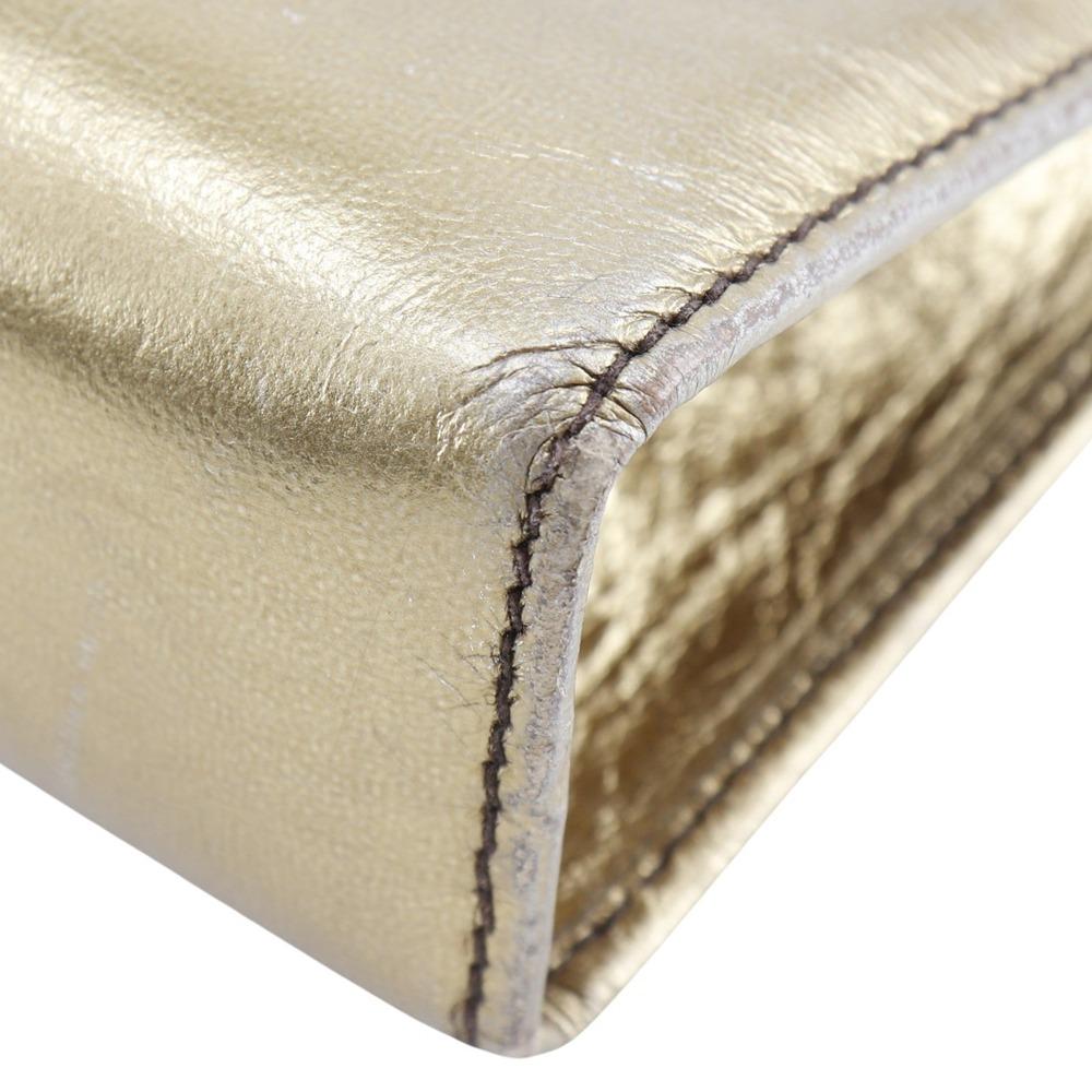 Salvatore Ferragamo ChainShoulder Shoulder Bag AQ214734 Gancini 2-way Clutch Gold Calfskin Women Used