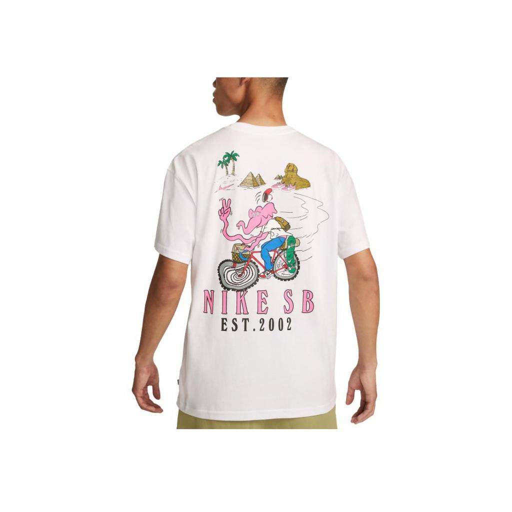 Nike Loose Breathable Cartoon Print Sports Round Neck Short Sleeve T-Shirt With Drop Shoulder Men Tops White FJ1142-100