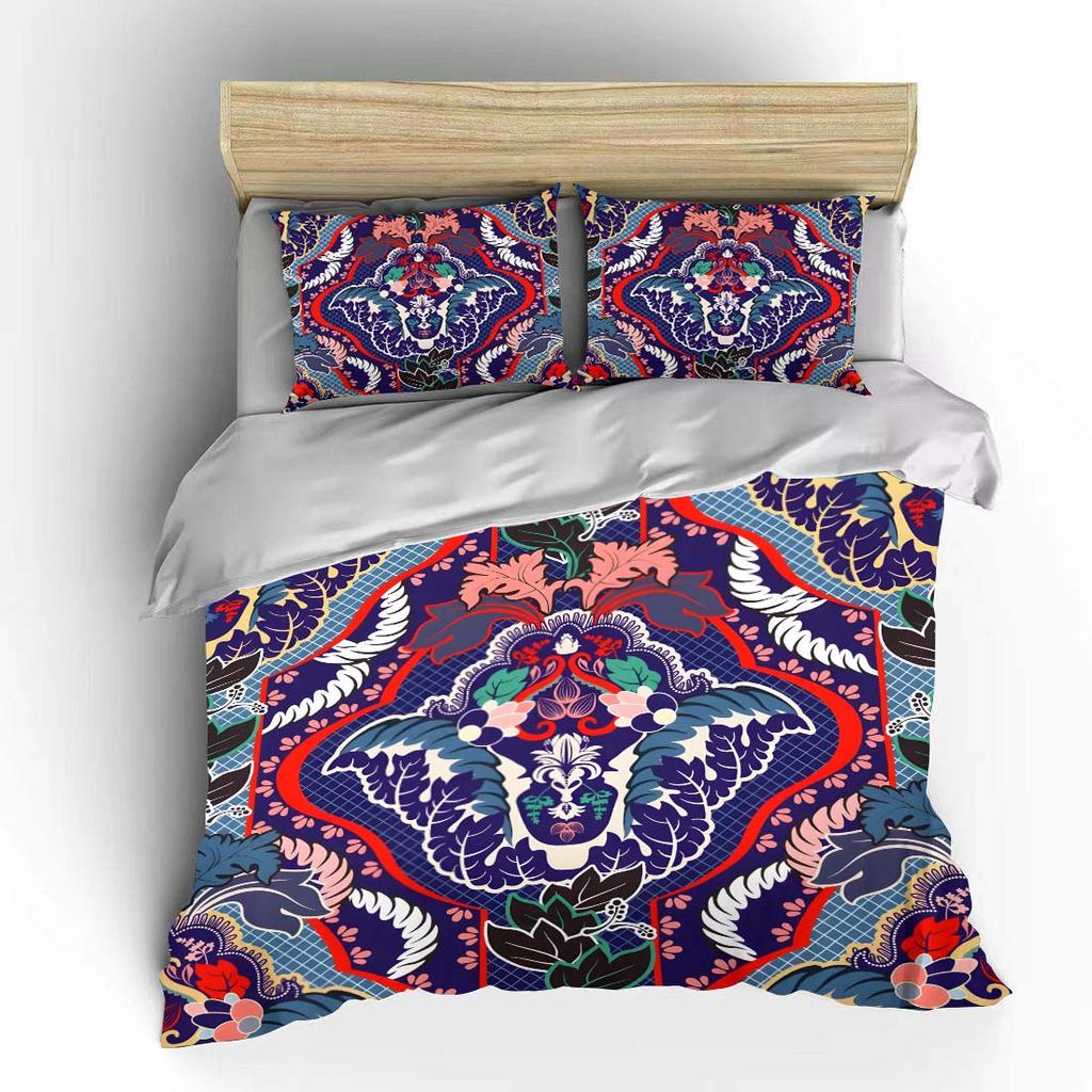 Ornate Vintage Botanical Design Bedding Set for Kids Luxury Gift 3pcs Digital Print Comforter Set Soft Comfortable Breathable