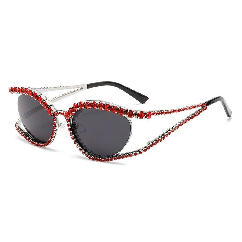New diamond-encrusted hollow Y2K cat-eye sunglasses European and American ins sunglasses DS-8853