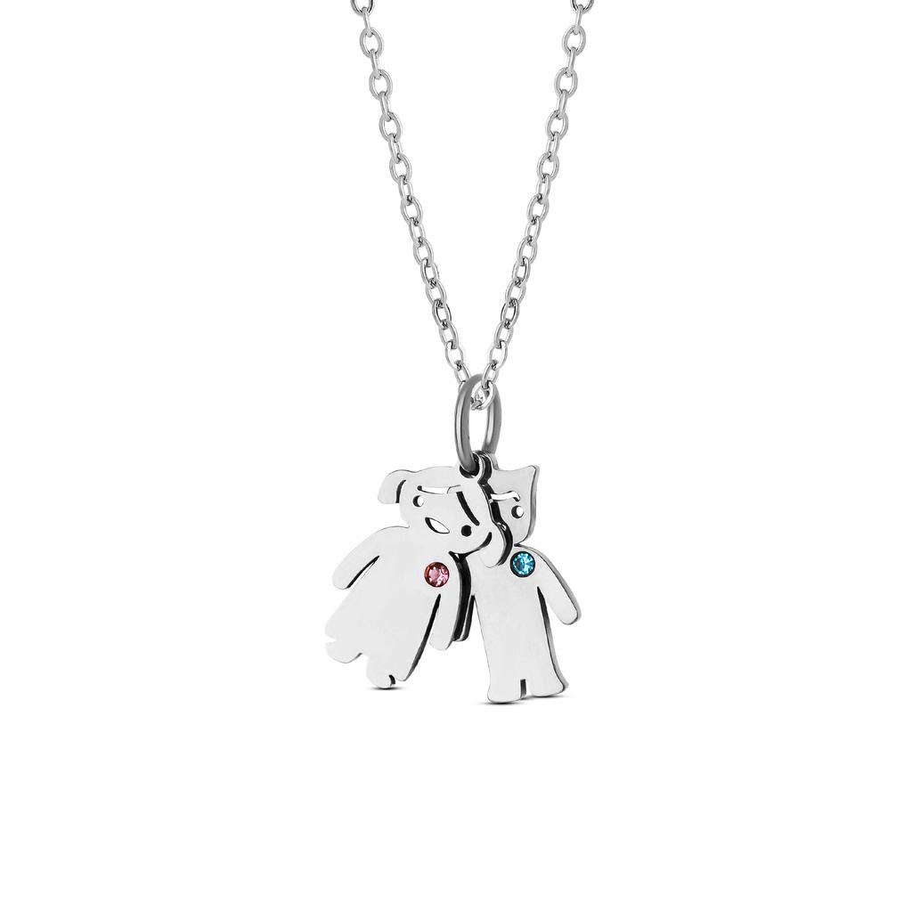 Collana con Ciondolo Personalizzato Ragazzo Ragazza Per Donne Acciaio Inossidabile Charms Personalizzati Gioielli Regalo