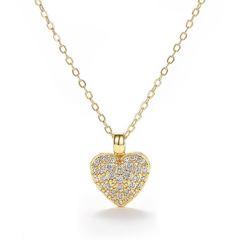 Luxury European and American Love Jewelry Set, Peach Heart Exquisite Shining Necklace Women, Elegant Temperament Sweet Earrings