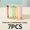 7pcs Compressed Towel Set Disposable Travel Face Towels for Outdoor Camping Hotel Individually  Wrapped  Soft Non  Irritating