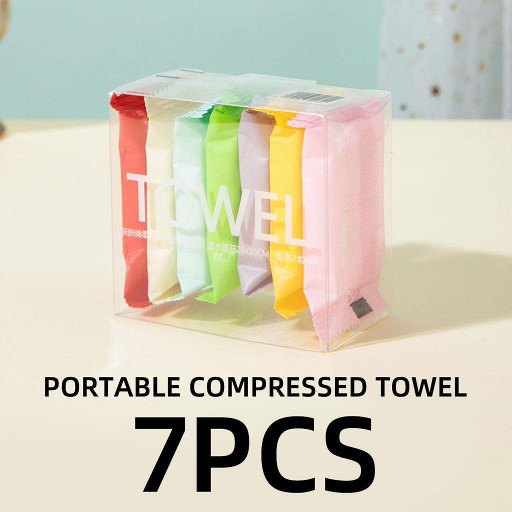 7/14pcs Compressed Towel Set Disposable Travel Face Towel Suitable For Outdoor Travel Hotel Individually Packaged Non Irritating