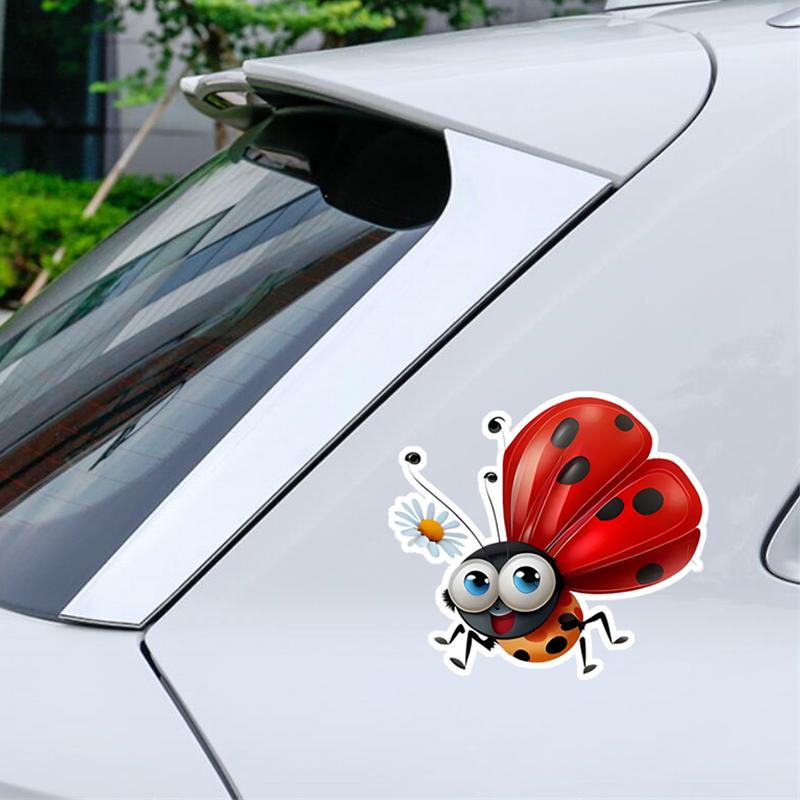DS90#12,5x14cm Süßer Marienkäfer Autoaufkleber - Wasserfest, Lustige Autodekoration Für Motorräder, Helme,