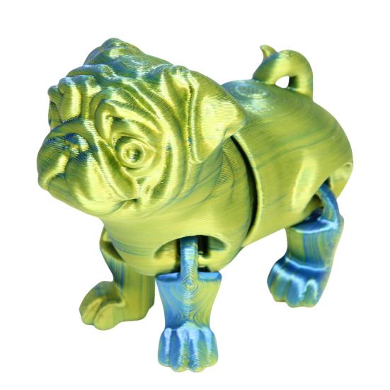 

3D-печатная модель собаки, коллекционная игрушка-фиджет, украшение для щенка с подвижными суставами, гибкая игрушка для снятия стресса в виде мопса для стола руководителя F