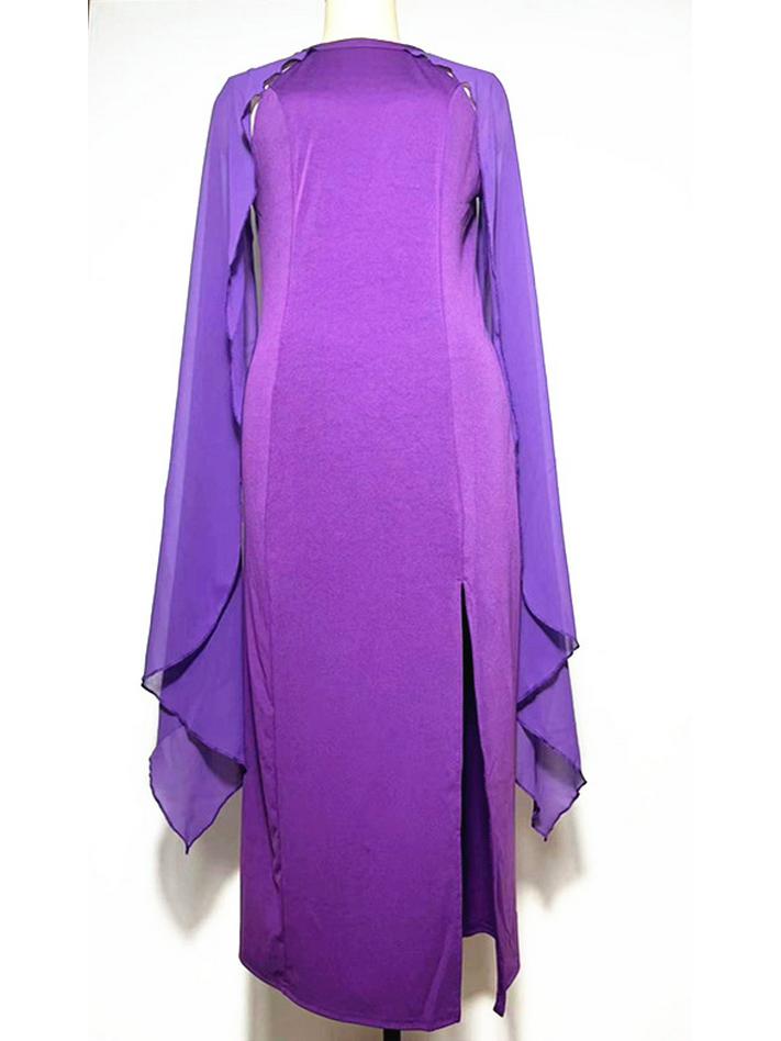 

Женское стильное вечернее платье из шифона с вставками - Элегантный европейский и американский королевский стиль 5XL фиолетовый