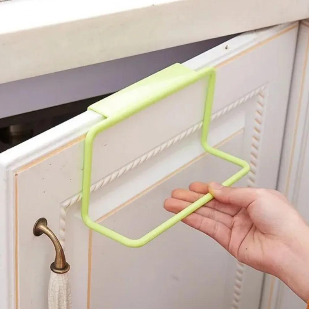 1Pc Plastic Hanging Holder Towel Rack Multifunction Cupboard Cabinet Door Back  Organizer Kitchen Kitchen Accessories