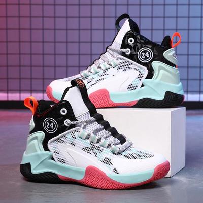 Fashion Autumn 2024 Children High Side Basketball Shoes Boy's Mesh Basket Boots Antislip Rubber Sole Big Kids Fitness Casual Sneakers