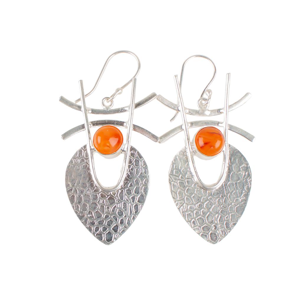 Carnelian Gemstone 925 Sterling Silver Jewelry Handcrafted Dangle Earrings 1.78" EE-64-30