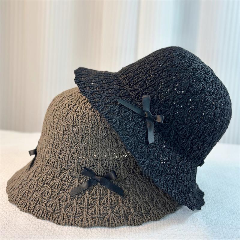 Bow Girl Sweet Cute Bucket Hat Spring and Summer Travel Seaside Sunscreen Hat Basin Hat