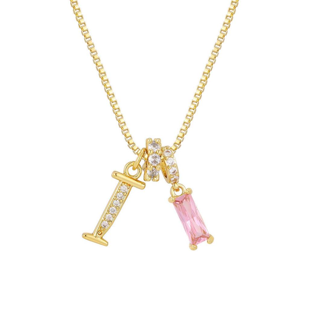 Kreuz Trend Rosa Diamant Schlüsselbein Halskette: Personalisierter 26-Buchstaben-Anhänger im Europäischen & Amerikanischen Mode-Stil