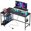 Reversible 'L' LED Light Gaming/Work Desk - Black