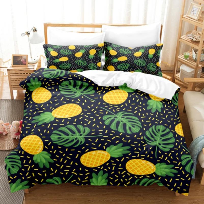 Super Soft White Bedding Set Green Fresh Winter Plantain Leaves Duvet Cover Sets Kids Adult Queen King Housse De Couette 220x240