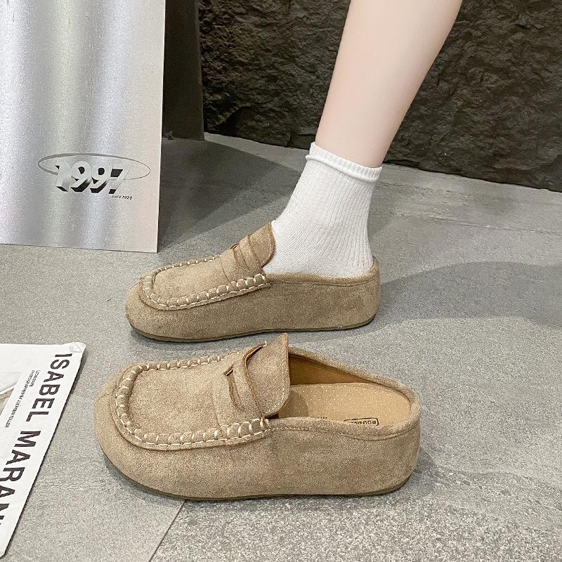 New One-pedal Lazy Bag Head Half Slippers Anti-velvet Casual Versatile Fashion Outdoor Commuter Slippers