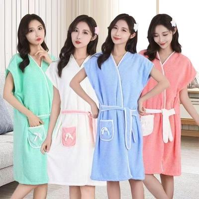 Merbau High-End Coral Fleece Wrap-Around Sleeveless Bathrobe & Towel Combo