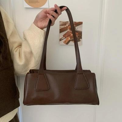 Simple Solid Color Women's Underarm Bags Commuter Casual Ladies Pillow Shoulder Bag Retro Soft Pu Leather Female Purse Handbags