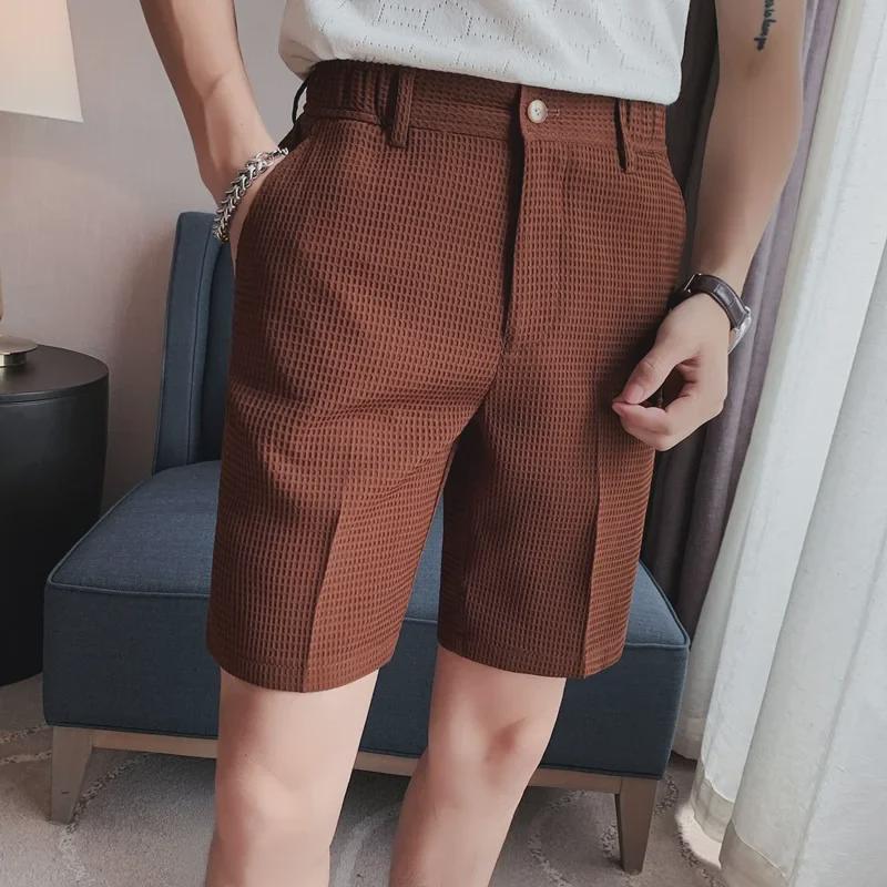 Men's Summer Waffle Ice Silk Slim Fit 5-Inch Casual Shorts