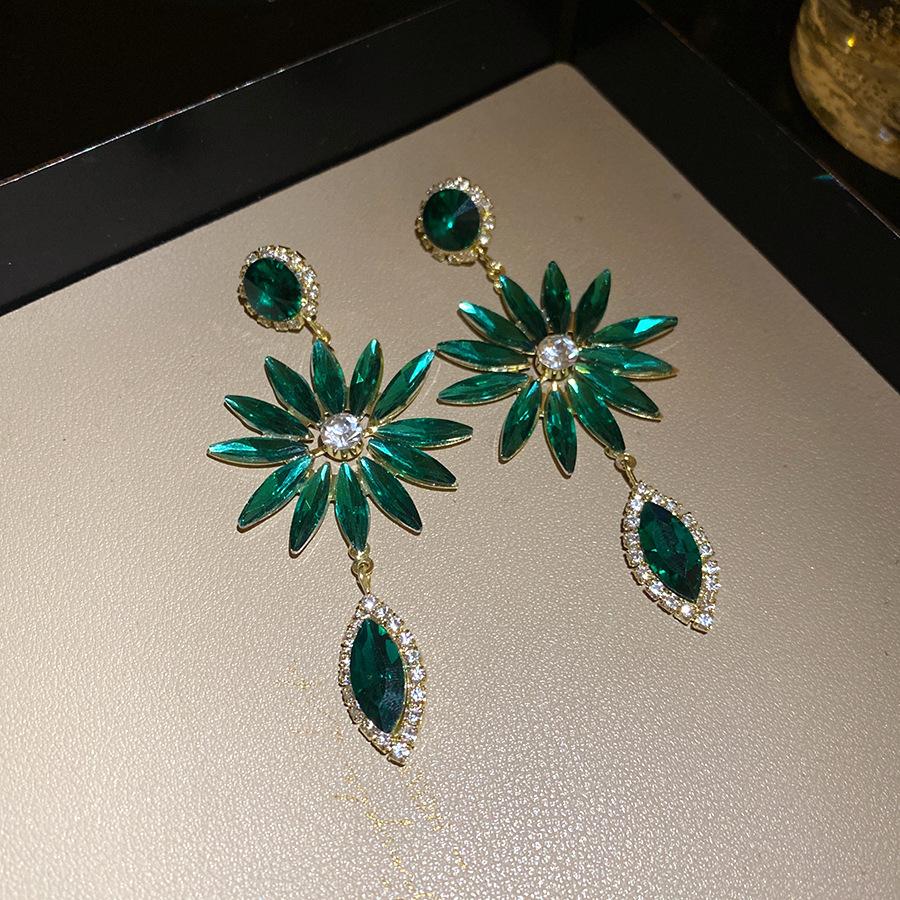 

Круглые серьги-кисточки с инкрустацией стразами в виде цветка для женщин, преувеличенные серьги-капли, роскошный дизайнерский циркон