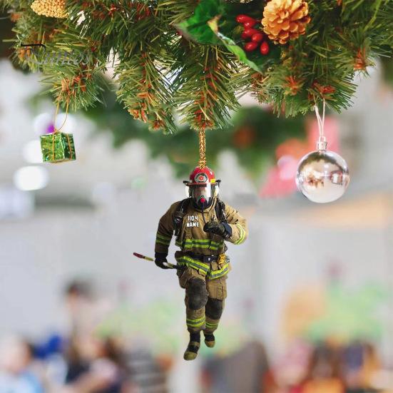 Vánoční stromeček Hasič ozdoba se šňůrkou Široce používané auto Zpětné zrcátko Hasič přívěsek závěsná dekorace