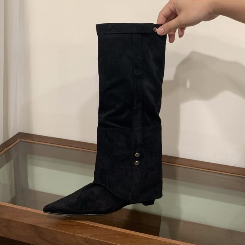 

Fashion Elegant Women High Boots Suede Pointed Toe Heeled Shoes Sexy Party Fashion Knee High Gladiator Boots Dress Woman Botas Mujer 34 чёрный