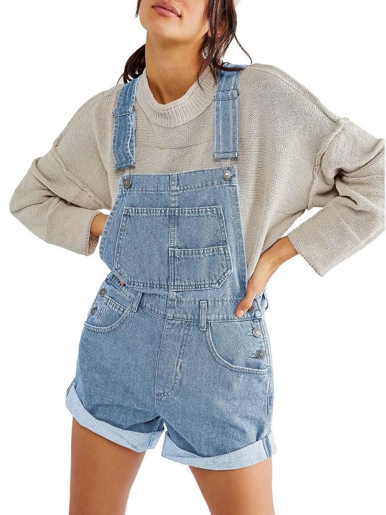 Women's Loose Multi-Pocket Overalls Jeans - European & American Style