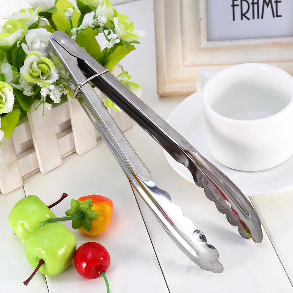 9" Stainless Steel BBQ Clip Buffet Food Tongs Bread Steak Kitchen Serving Clamp Tools